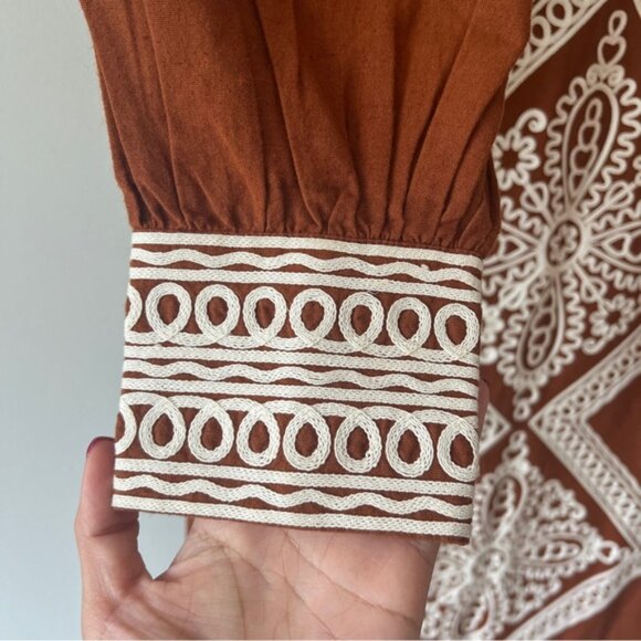 Sezane Calitta Dress in Caramel Ecru Size 6 - Picture 4 of 8